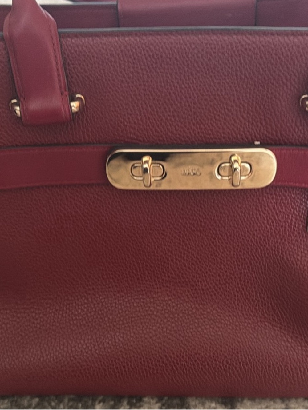 Coach Red Leather Satchel with Gold Hardware